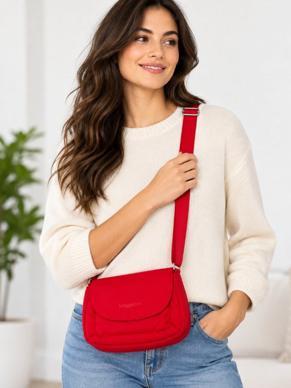 Baggallini Swift Flap Mini Crossbody Bag B-Lite Scarlet Red Women's